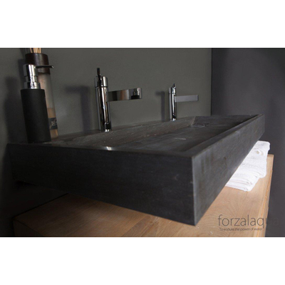 Forzalaqua Stockholm lavabo 120,5x51,5x9cm Rectangulaire 2 trous de robinet Pierre naturelle Pierre bleue adoucie